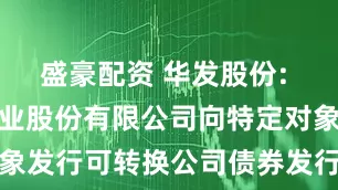 盛豪配资 华发股份: 珠海华发实业股份有限公司向特定对象发行可转换公司债券发行情况报告书